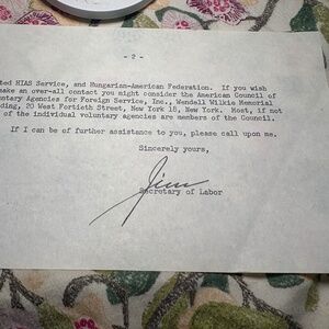 Autograph Signed Document — James P. Mitchell — Secretary of Labor — Eisenhower